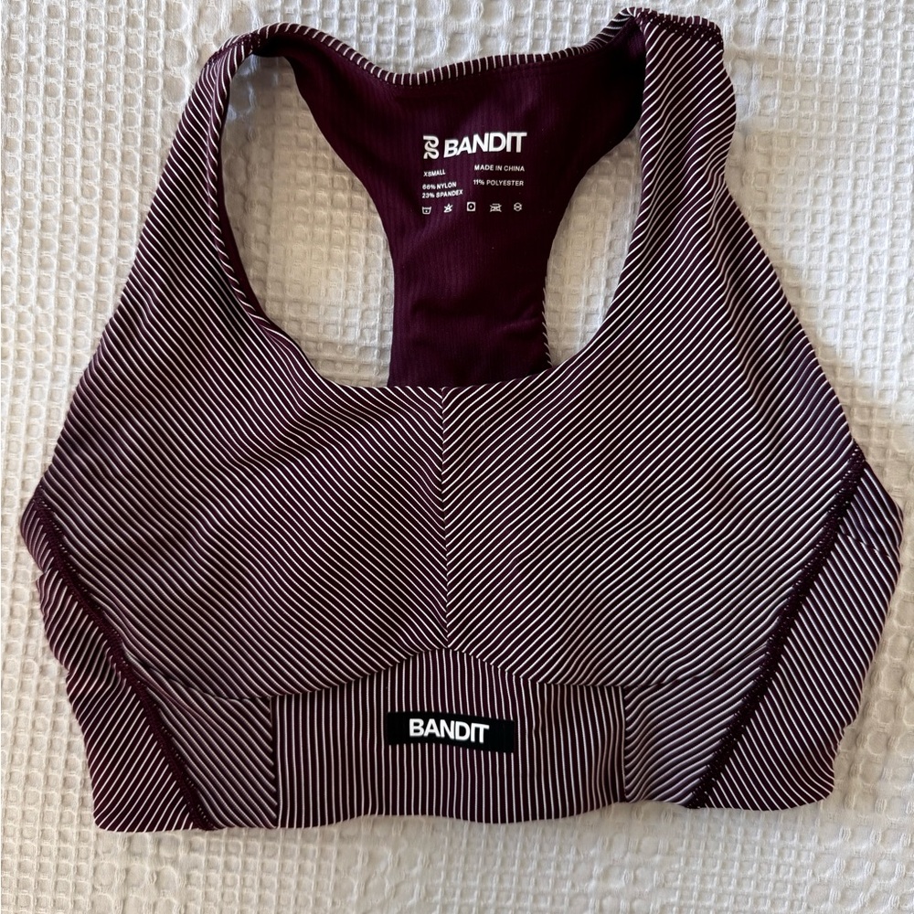 Women’s Bandit Running Striped Cadence Corset Bra in Port XS (Burgundy)
